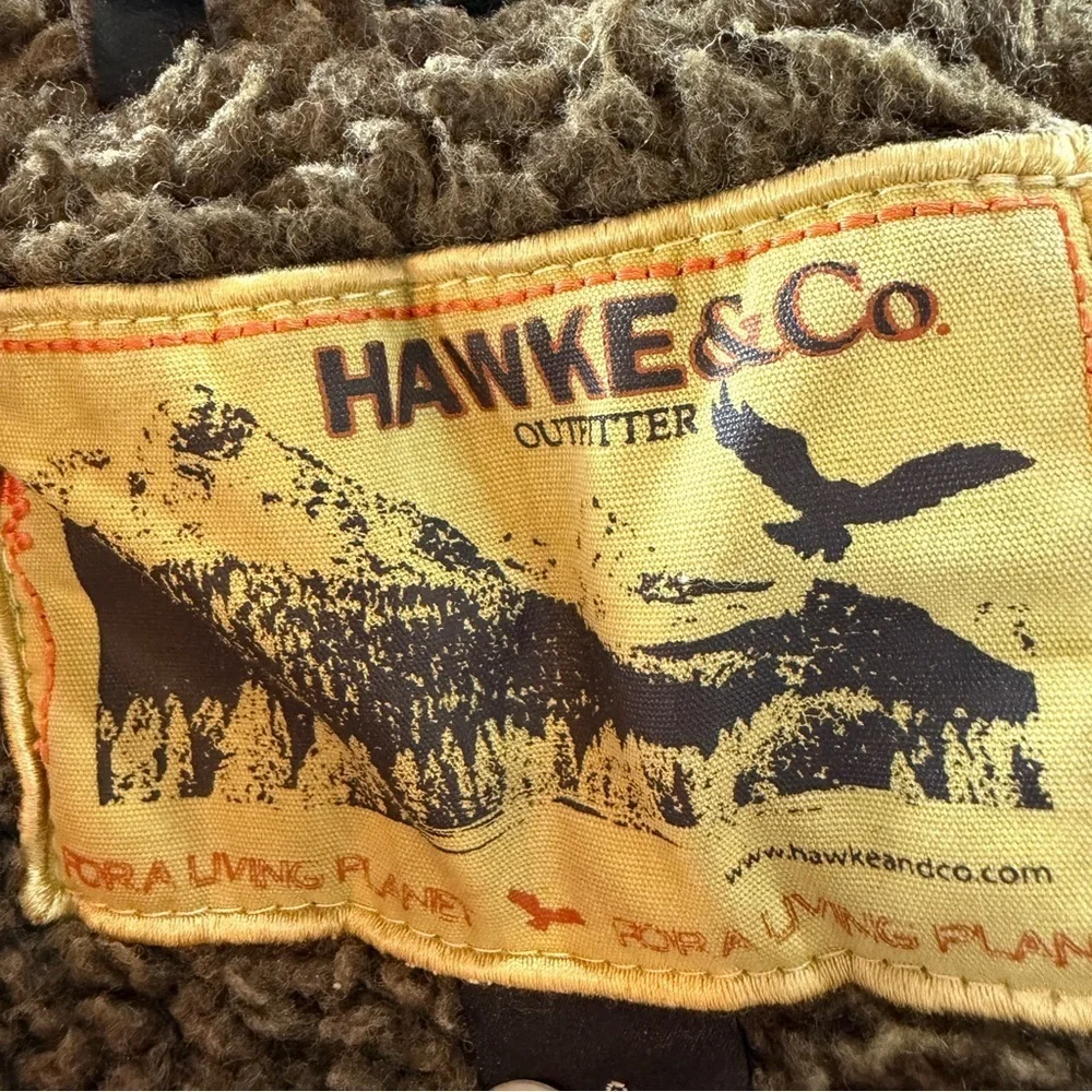 Hawke & Co Boys Helicopter Brown Faux Leather Jacket with Patch Sz 6